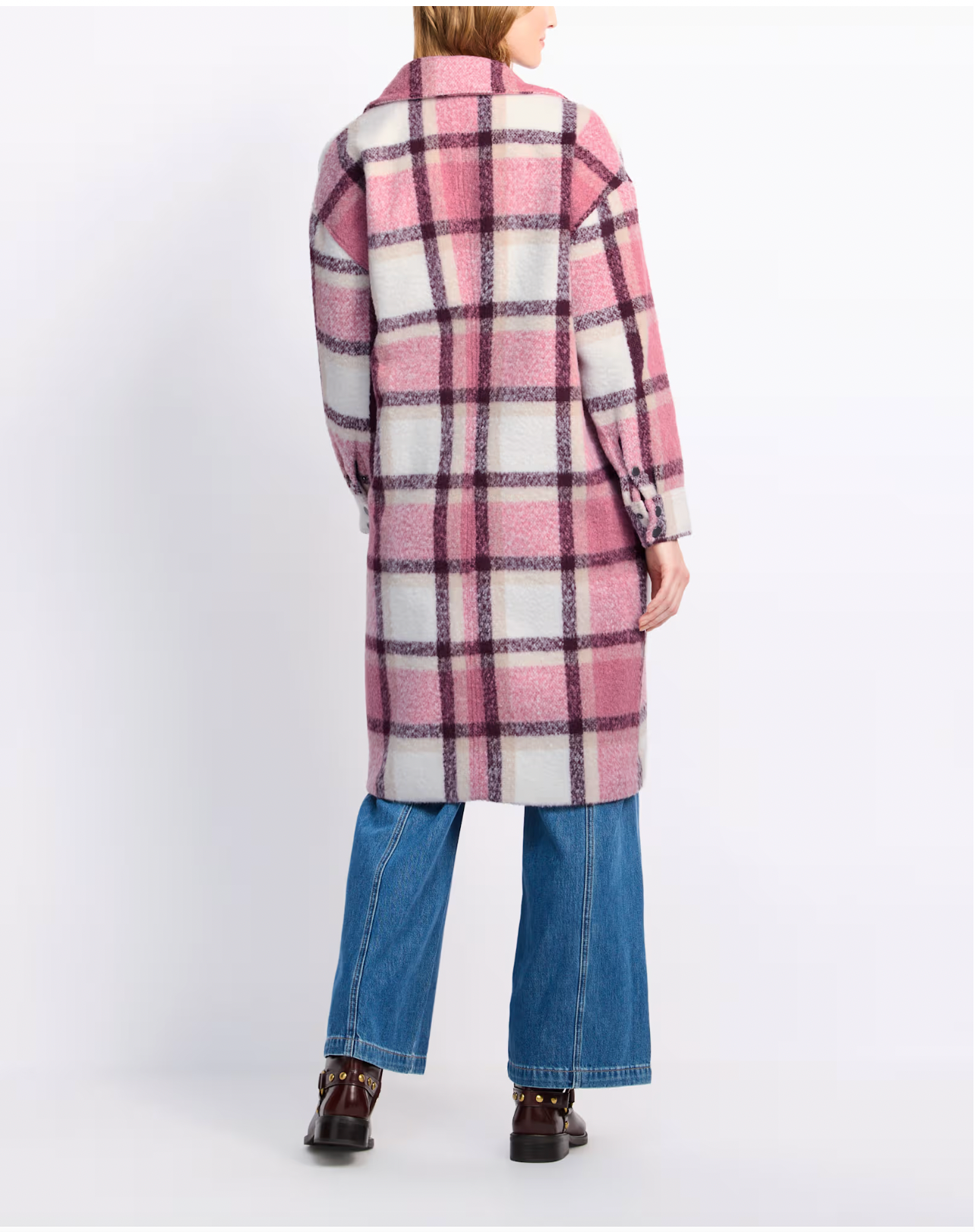 Flag & Anthem W Sharon Longline Shacket PINK PLAID