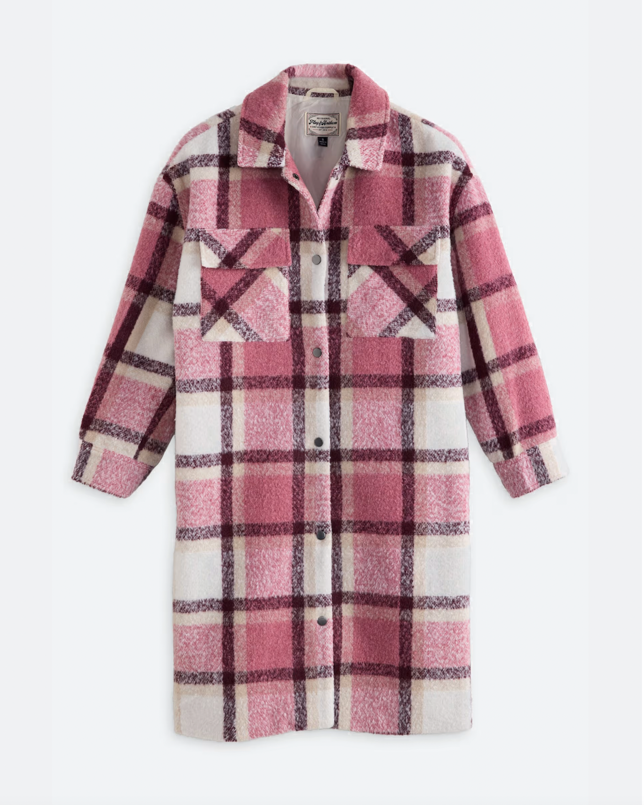 Flag & Anthem W Sharon Longline Shacket PINK PLAID