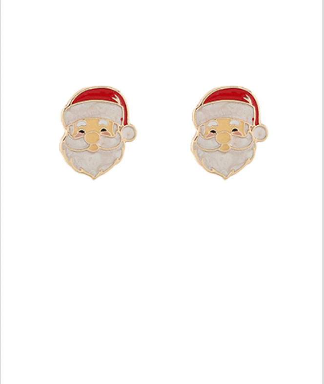 Golden Stella Santa Face Earrings RED