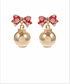 Golden Stella Christmas Ornament & Bow Earrings GOLD / RED