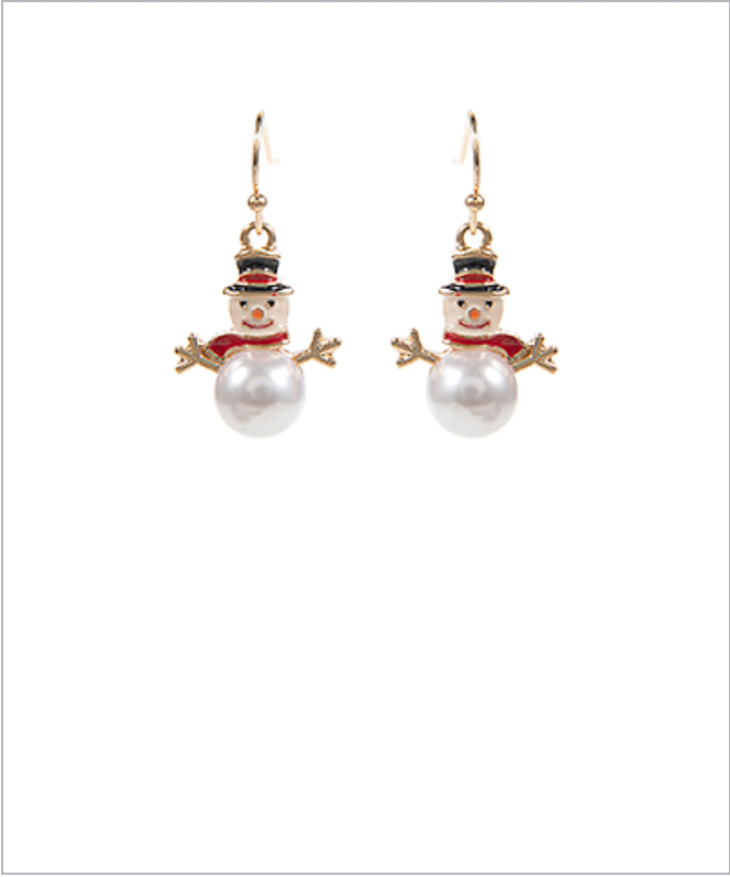 Golden Stella Snowman Pearl Drop Earrings CREAM / GOLD