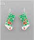 Golden Stella Christmas Stocking Earrings GREEN