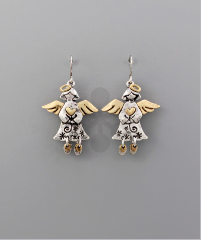 Golden Stella Angel Twotone Earrings