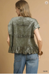 Umgee W Velvet Smocked Blouse OLIVE