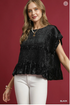 Umgee W Velvet Smocked Blouse BLACK