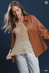 Umgee W LS Lace Textured Top TAN