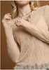 Umgee W LS Lace Textured Top TAN
