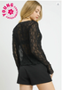 Umgee W LS Lace Textured Top BLACK