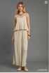 Umgee W V-Neck Jumpsuit CHAMPAGNE