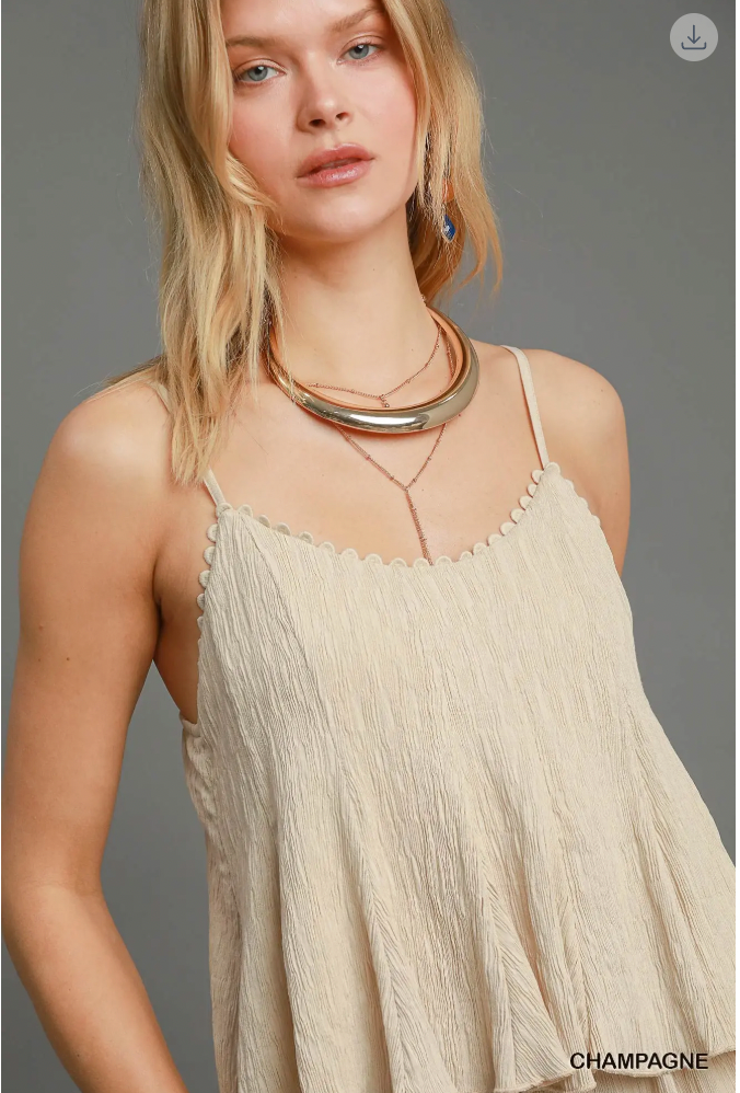 Umgee W V-Neck Jumpsuit CHAMPAGNE
