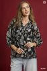 Umgee W Floral Boho Blouse BLACK