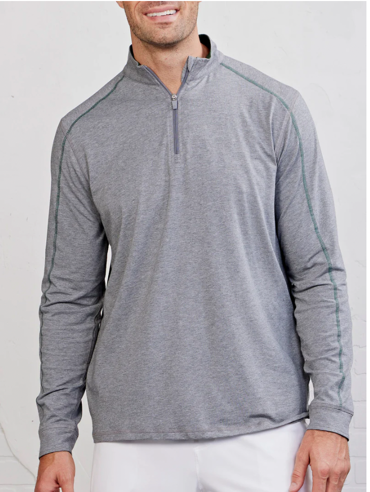 Tasc M Carrollton 1/4 Zip HEATHER GRAY / SPRUCE HEATHER