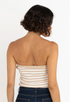 Rhythm W Stripe Strapless Crop Knit Top WHITE / BROWN