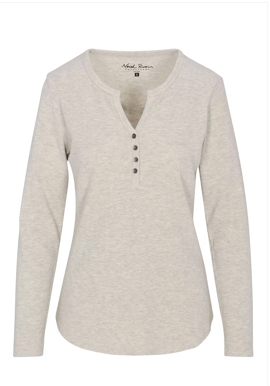 North River W Maury Waffle Henley LIGHT HEATHER