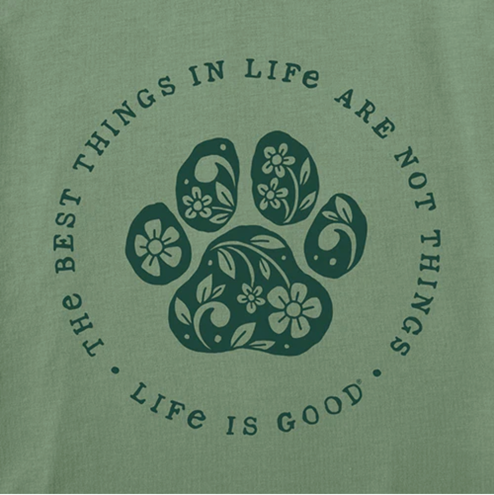 Life Is Good W LS Hooded Crusher Best Things Floral Paw GRANITE GREEN