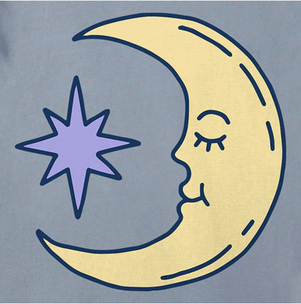 Life is Good  W SS Crusher Vee Moon & Stars STONE BLUE