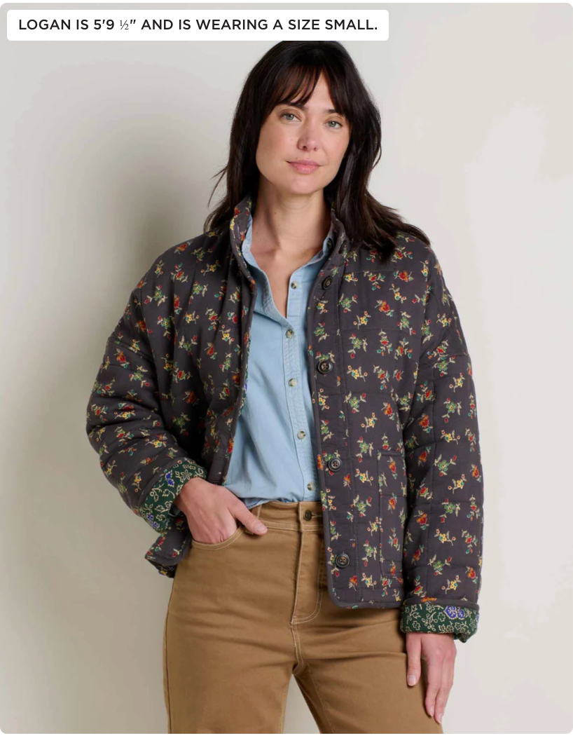 Toad & Co W Manzana Quilted Jacket SOOT GRAPHIC PRINT