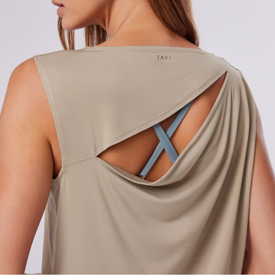 Tavi W Draped Back Tank SHITAKE