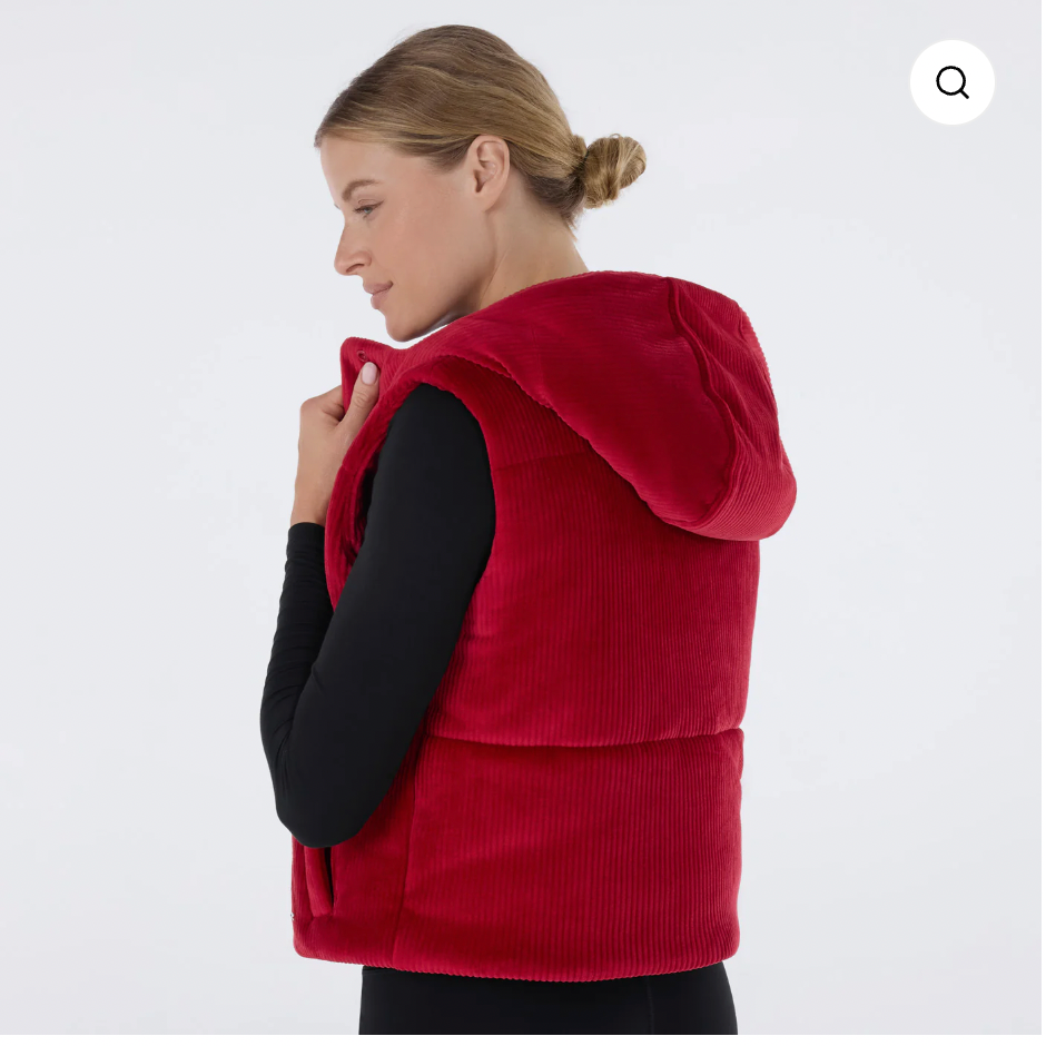 Tavi W Ribbed Velour Puffer Vest RUBY