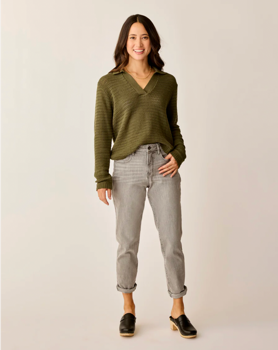 Carve Designs W Morgan Polo Sweater FIR