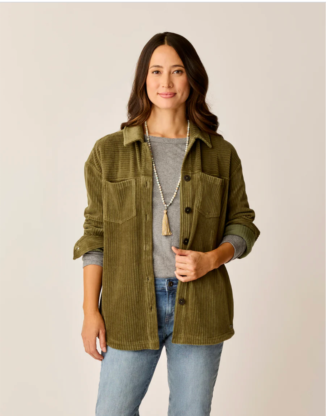 Carve Designs W Hudson Stretch Cord Shacket FIR