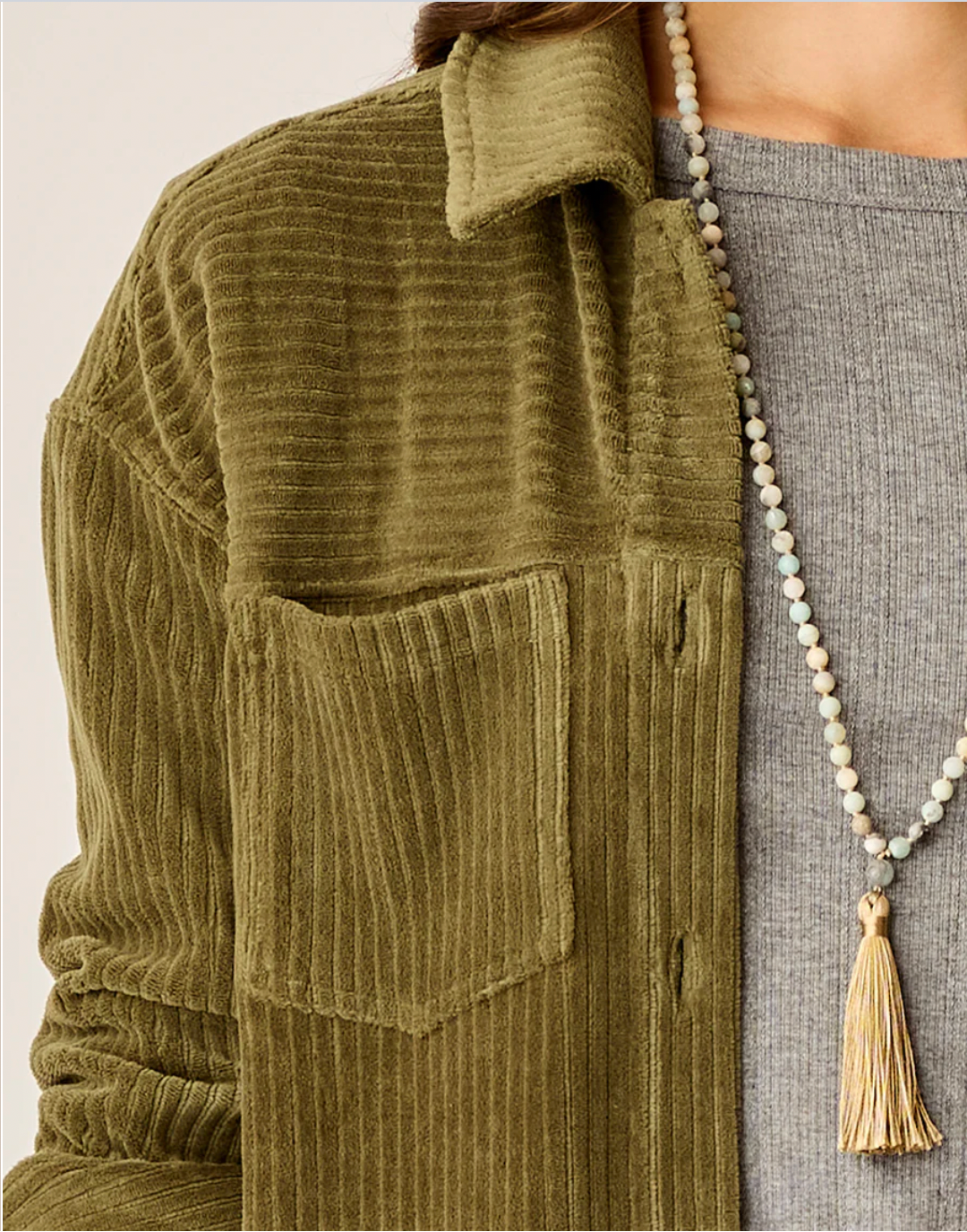 Carve Designs W Hudson Stretch Cord Shacket FIR