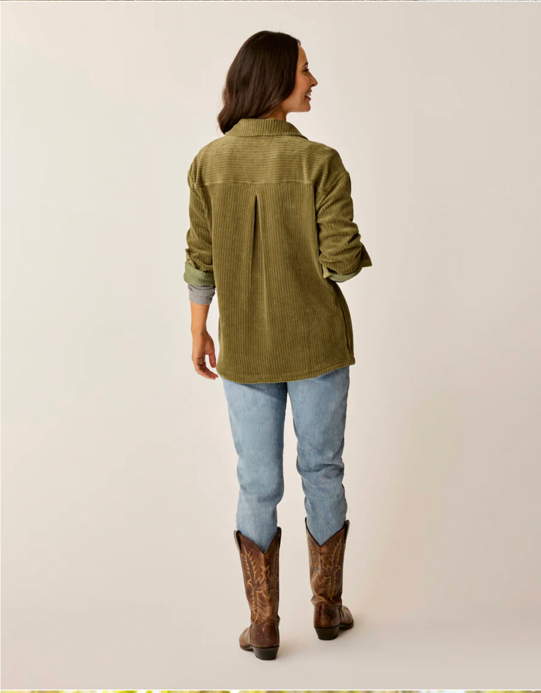 Carve Designs W Hudson Stretch Cord Shacket FIR