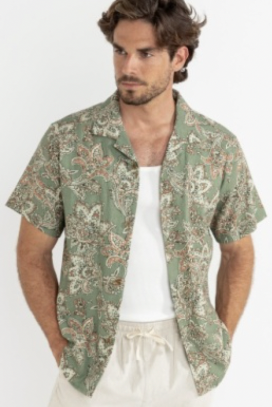 Rhythm M SS Paisley Shirt GREEN