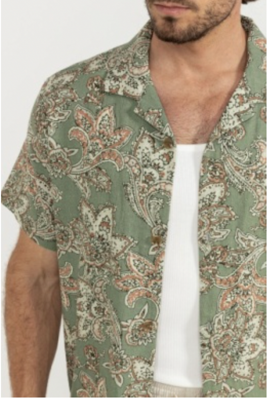 Rhythm M SS Paisley Shirt GREEN