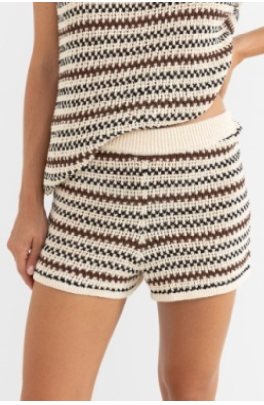Rhythm W Tami Stripe Knit Short CHOCOLATE