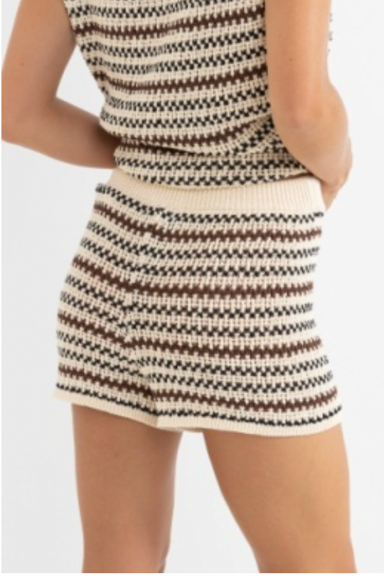 Rhythm W Tami Stripe Knit Short CHOCOLATE