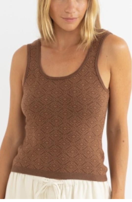 Rhythm W Sunset Scoop Neck Knit Tank CHOCOLATE