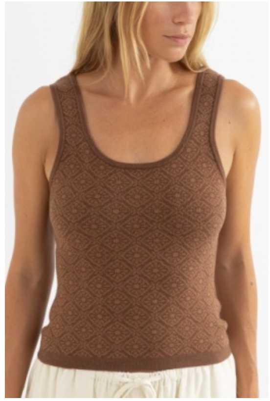 Rhythm W Sunset Scoop Neck Knit Tank CHOCOLATE