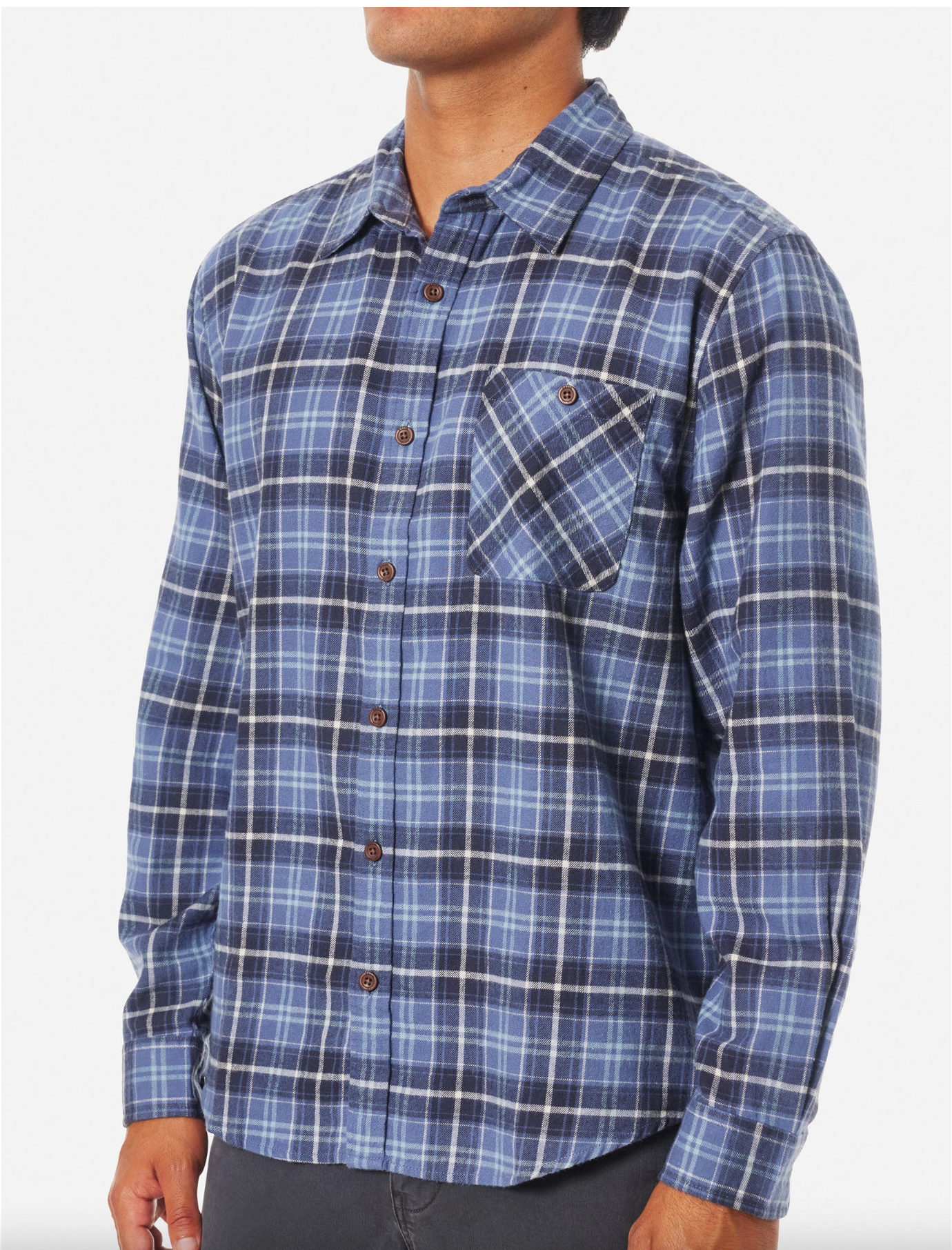 Katin M LS Derek Flannel WASHED BLUE