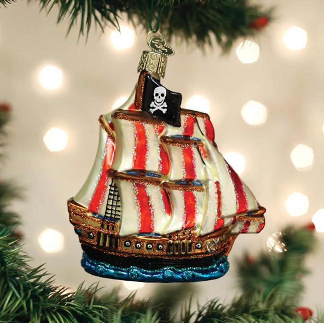 Old World Christmas Ornament PIRATE SHIP