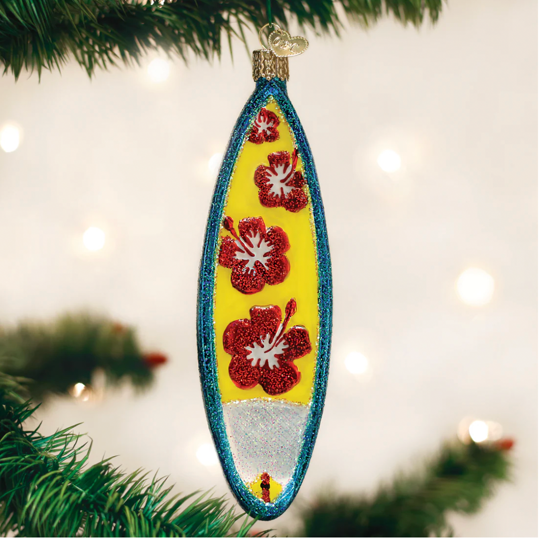 Old World Christmas Ornament SURFBOARD