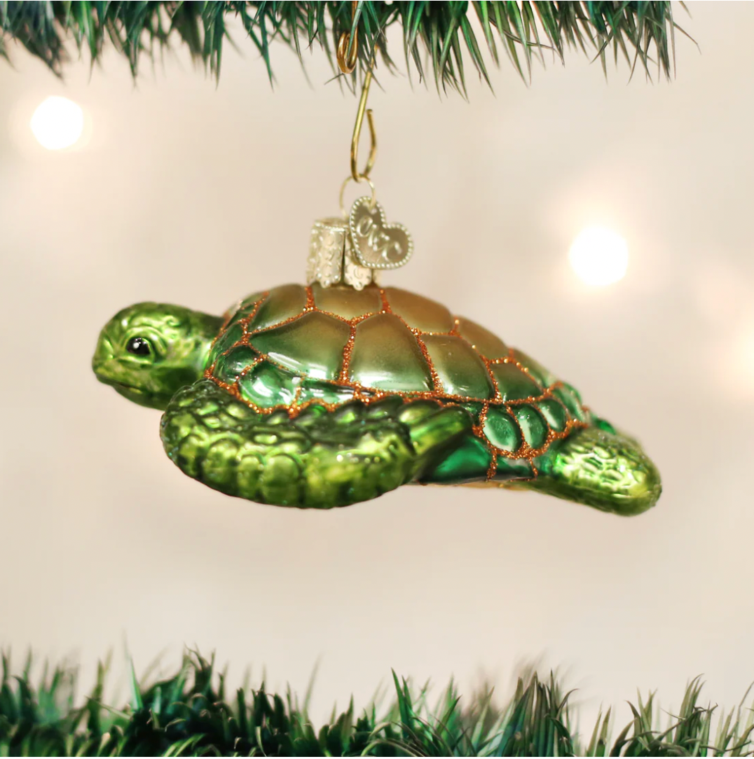 Old World Christmas Ornament GREEN SEA TURTLE