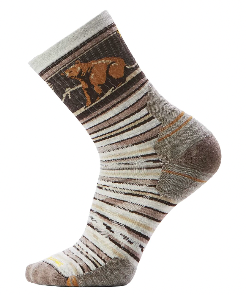 Smartwool Hike Bear Stripe Mid Crew Socks ASH