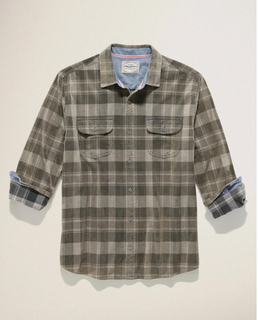 Flag & Anthem M LS Bolton Corduroy Shirt CHARCOAL / GREY