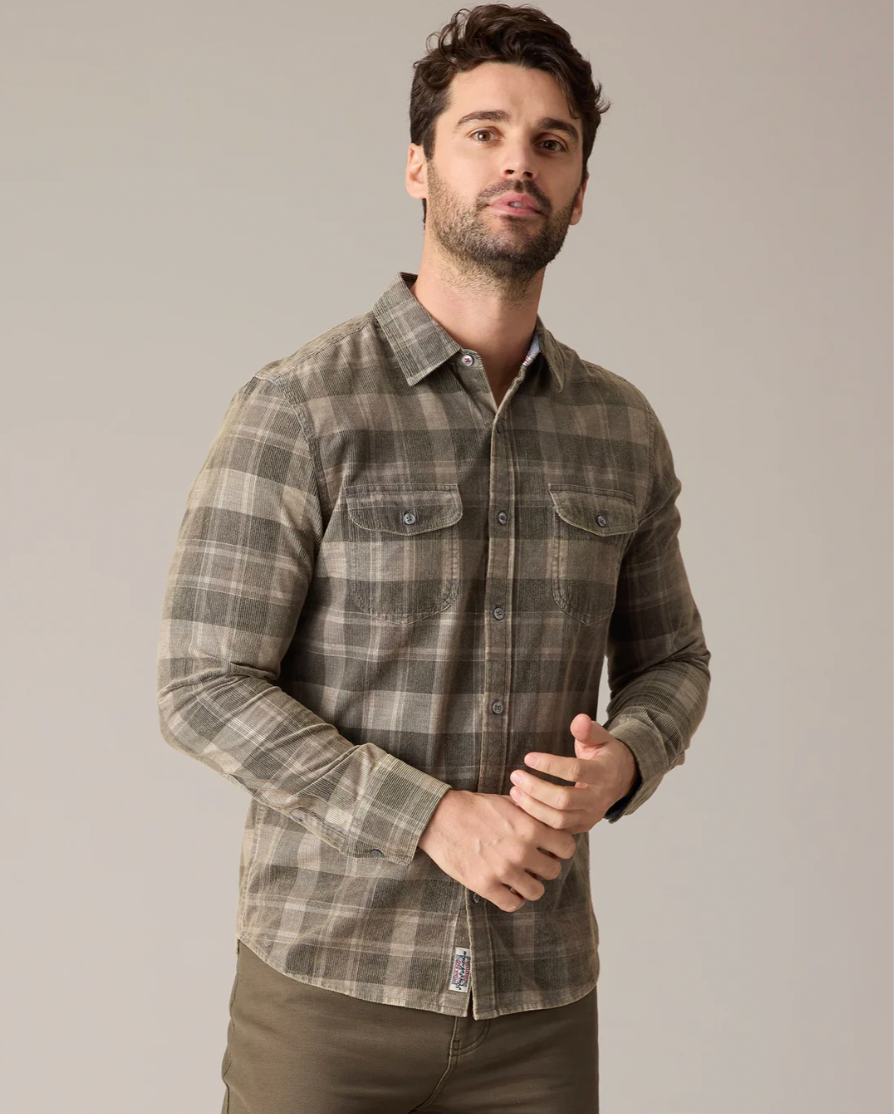 Flag & Anthem M LS Bolton Corduroy Shirt CHARCOAL / GREY
