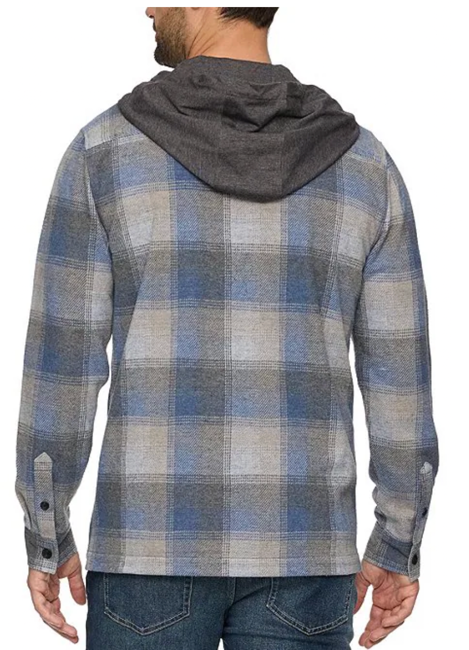 Flag & Anthem M Poston Hero Plaid Hooded Flannel GREY