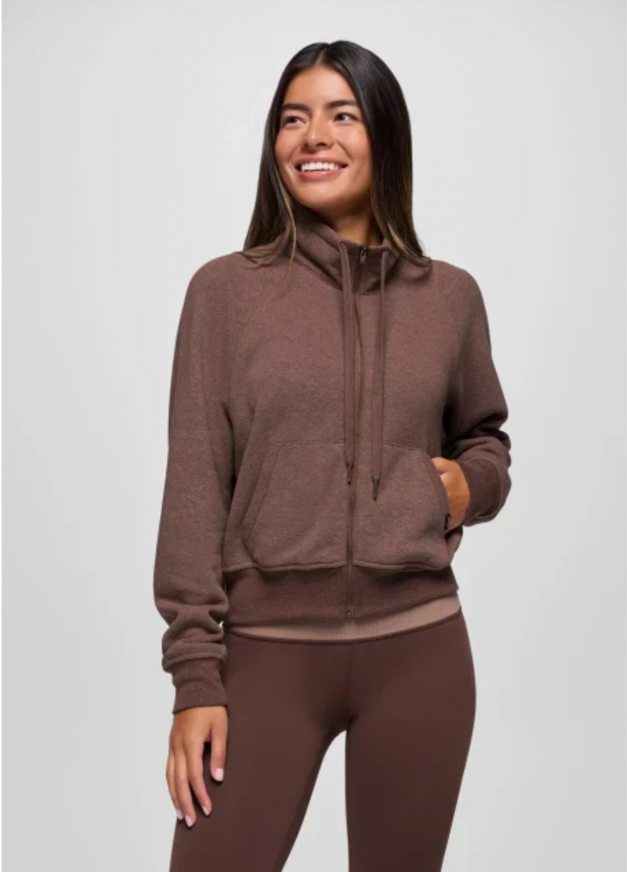 prAna W Cozy Up Full Zip CAROB HEATHER