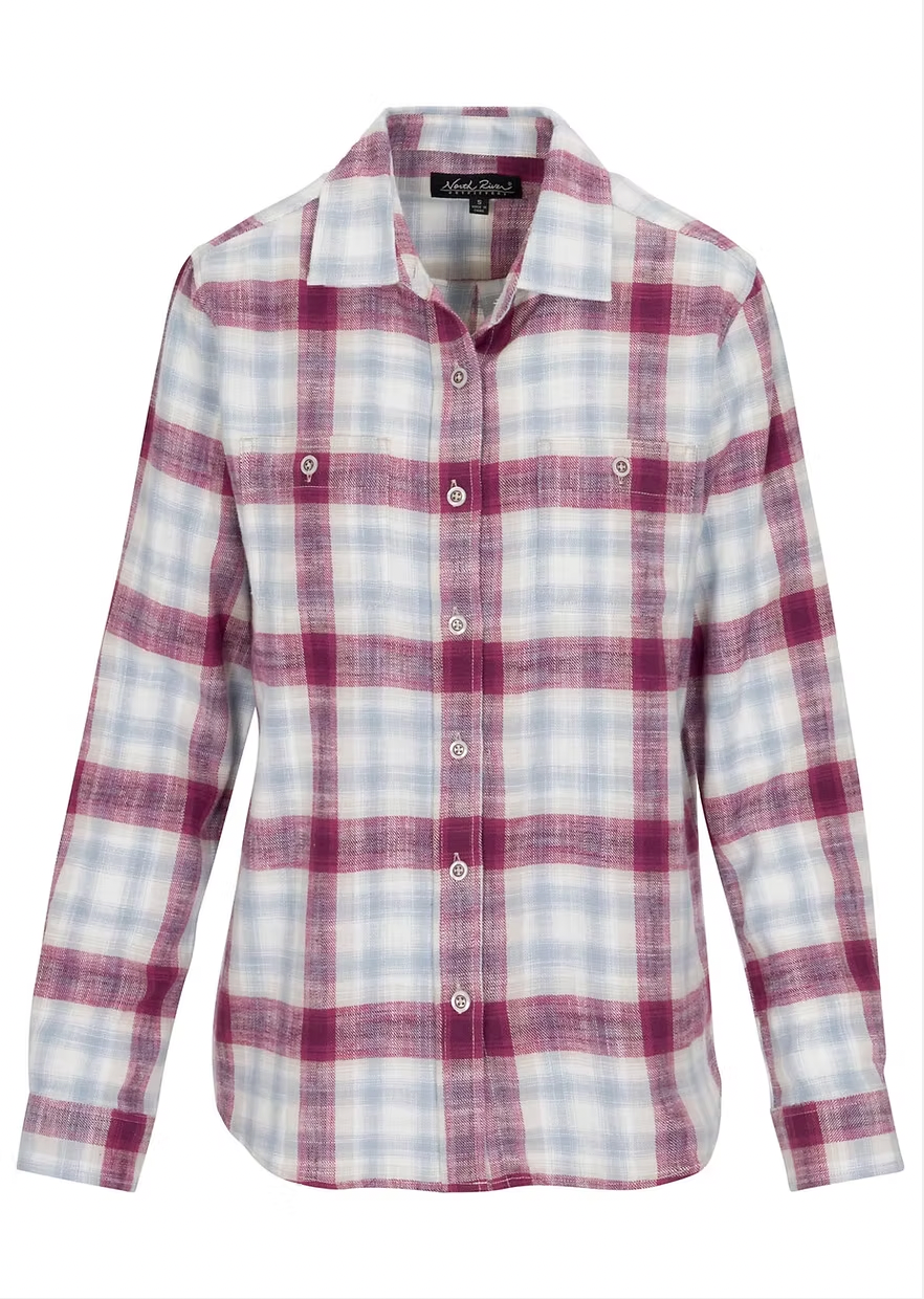 North River W LS Malibu Slub Woven MAUVE WINE