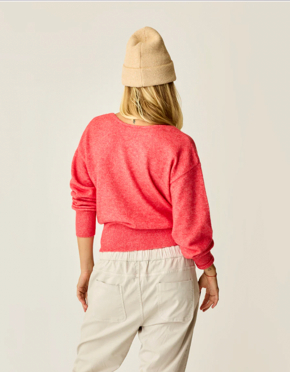 Carve Designs W Ruth Reversible Sweater POINSETTIA