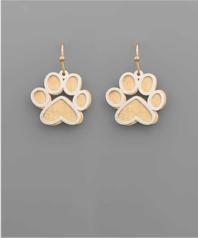 Golden Stella Scratched Paw Print Earring GOLD/SILVER