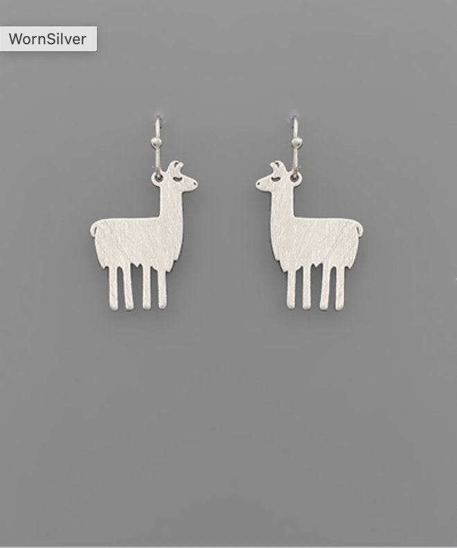 Golden Stella Scratched Llama Earring SILVER