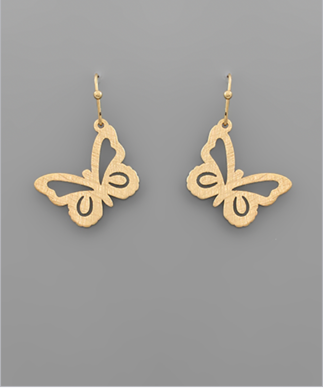 Golden Stella Scratched Butterfly Earrings GOLD