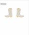 Golden Stella Pave Western Boot Earrings WHITE