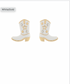 Golden Stella Pave Western Boot Earrings WHITE