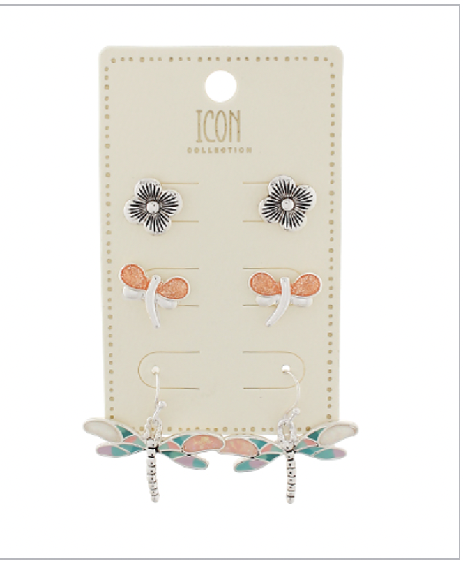 Golden Stella Dragonfly Earring Set SILVER